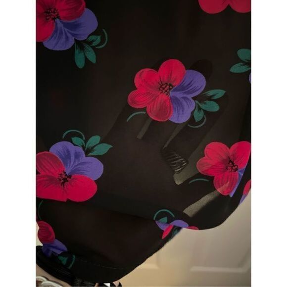Pendleton Sheer Black Long Sleeve Blouse with Floral Pattern. Size Small - Picture 3 of 4